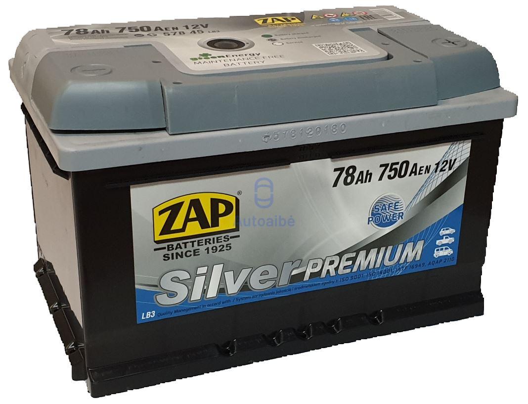 akub ZAP 57845 Silver Premium akumuliatorius 78Ah 750A 278x175x175 (-+